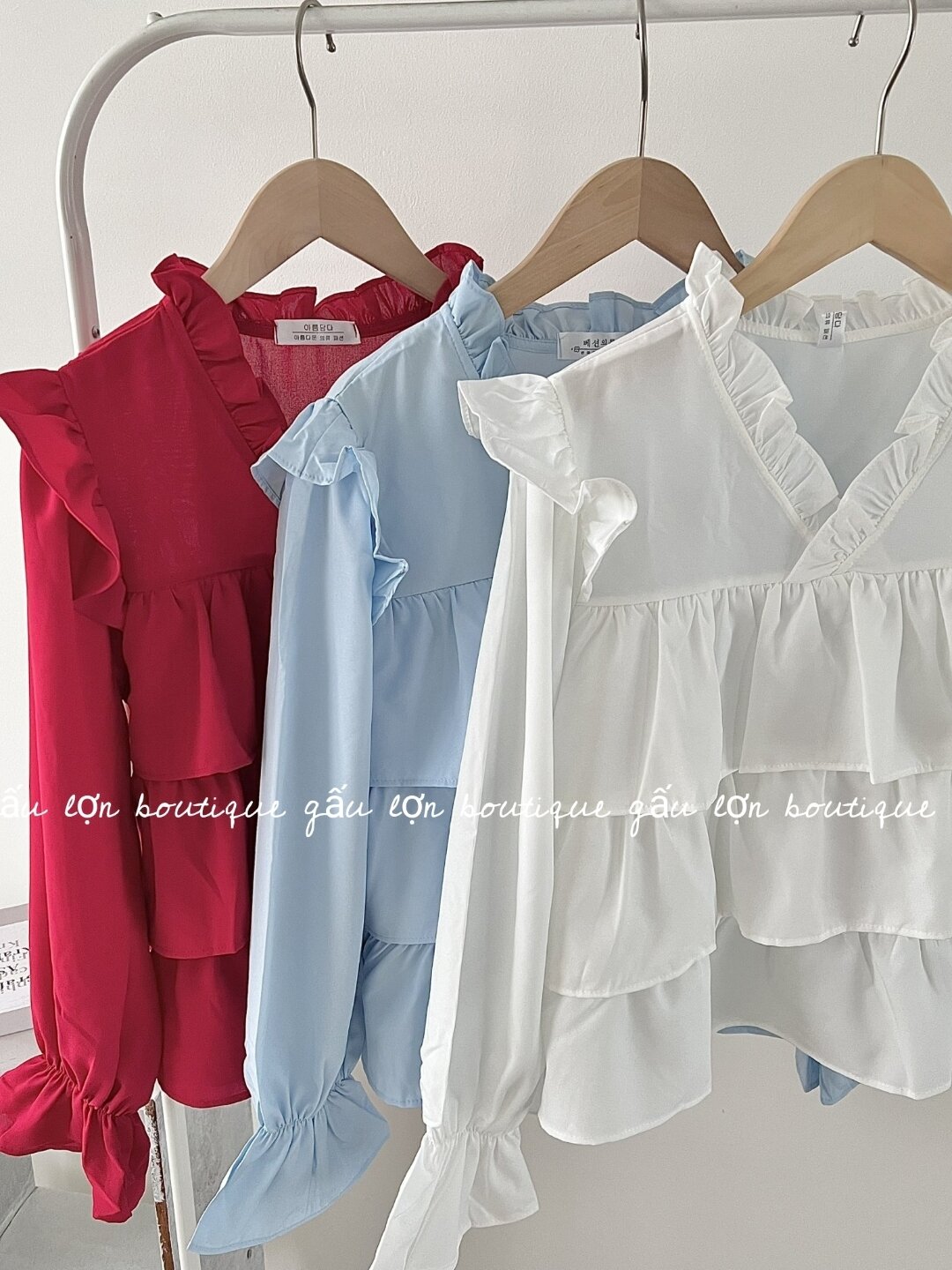 áo babydoll cổ v bèo 3tầng tiểu thư
