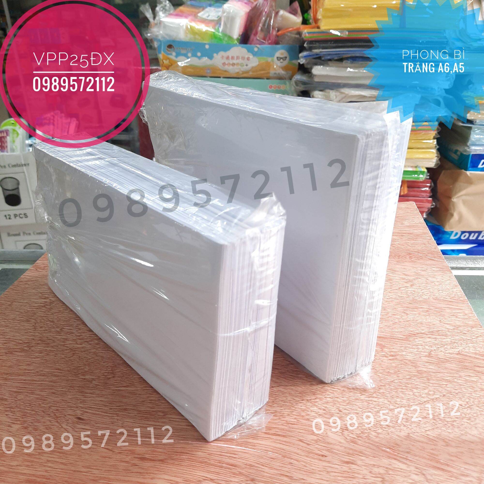 Phong bì trắng A6,A5 định lượng 100 gsm (100 cái).