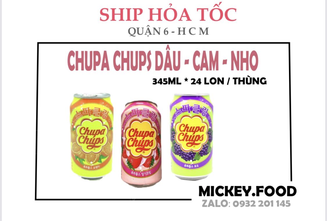 Nước Ngọt Chupa Chups vị trái cây Hàn Quốc lon 350ml