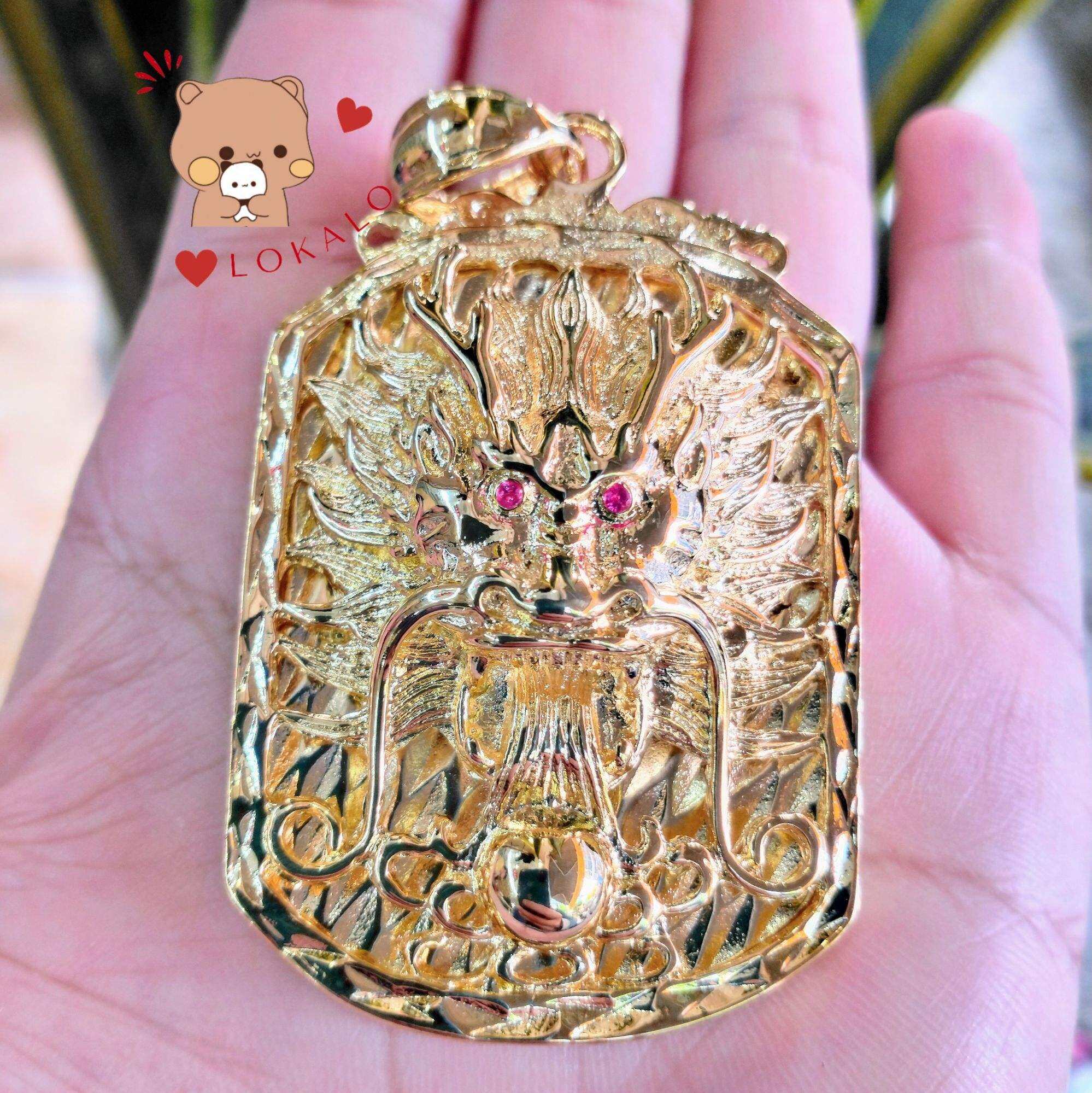 Mặt Dây Chuyền Rồng Nam Mắt Đỏ Hầm Hố Mạ Vàng 18K Hơn 01 Cây - Đeo Phong Thủy Rướt Tài Lộc - Lokalo 20923