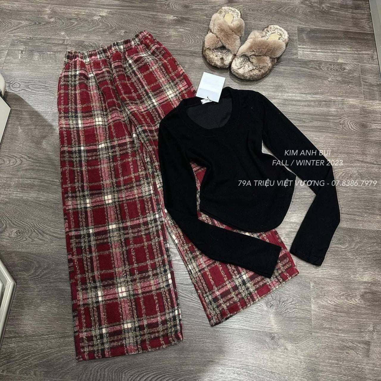 SÉT ÁO LEN BODY MIX QUẦN DẠ LÔNG MỀM