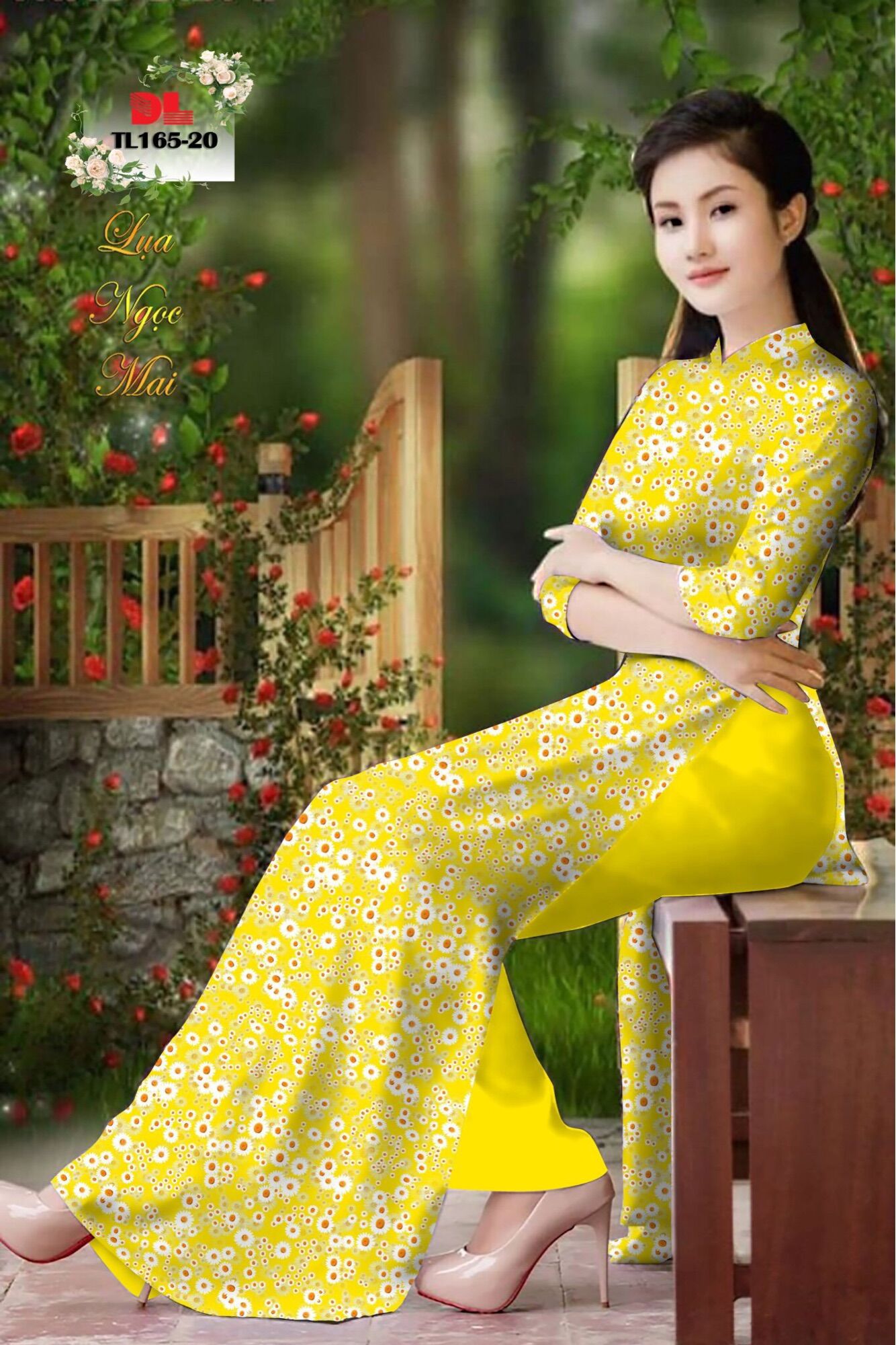 Vải áo dài hoa cúc