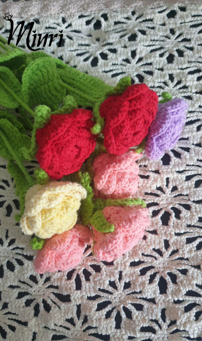 Bông hoa hồng bằng len handmade