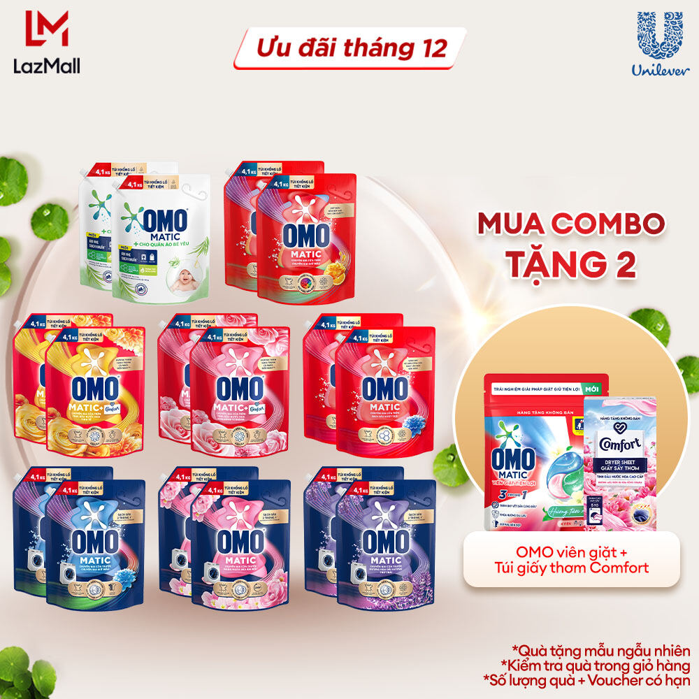 Combo 2 túi Nước giặt OMO Matic  túi 3.6/3.9/4.1kg (bao bì tùy lô nhập hàng)