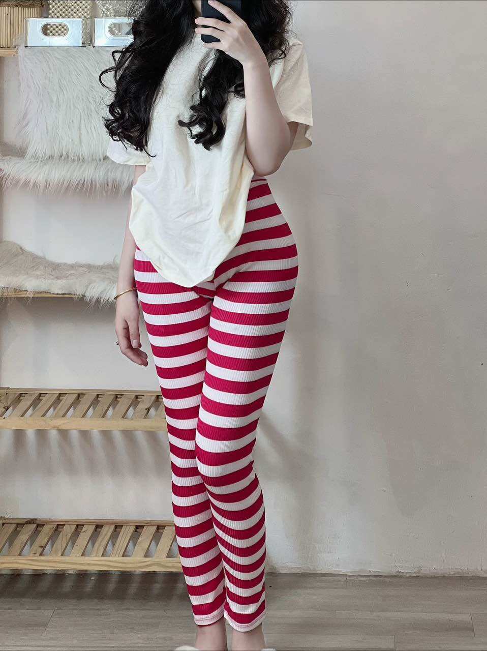 Quần legging nữ sọc ngang ôm body tôn dáng fom 52kg utrbr