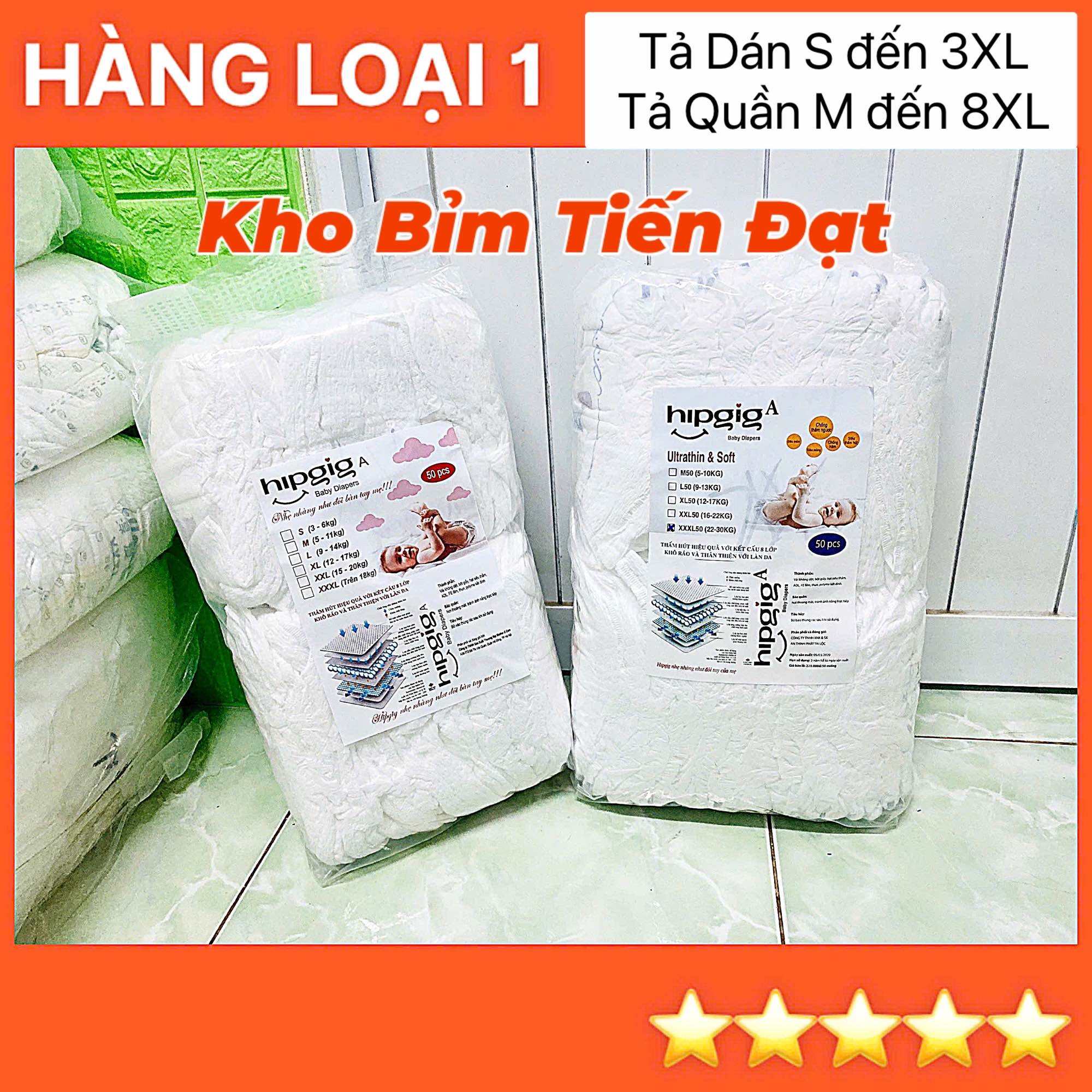 [ Rẻ Vô Địch ] COMBO 100 MIẾNG TẢ QUẦN / TẢ DÁN HIPGIG A ĐỦ SIZE THẤM HÚT TỐT VÀ MỀM MỊN