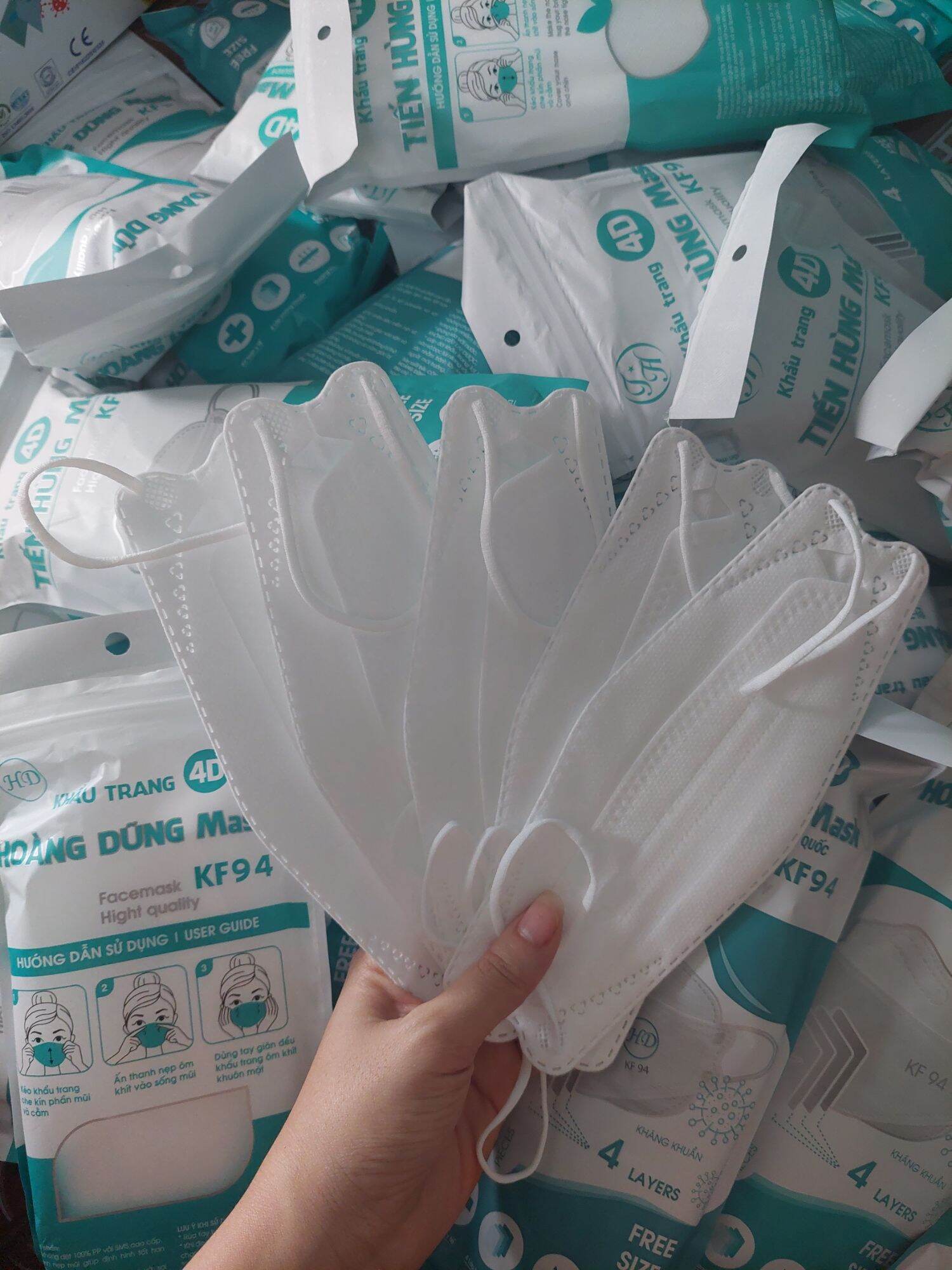 Khẩu trang 4d kf94 combo 50 cái màu trắng