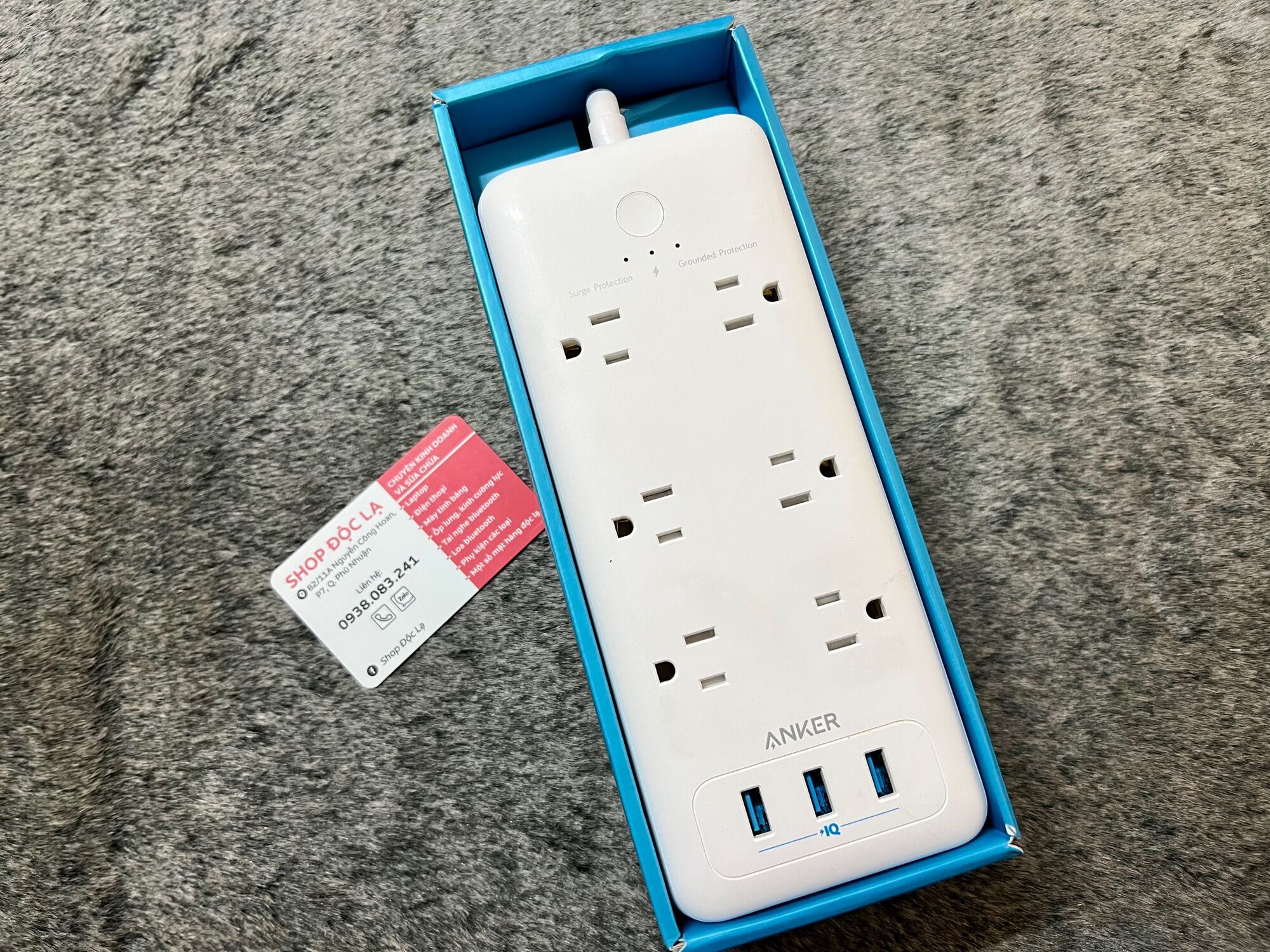 Ổ cấm điện Anker Surge Protector, 6 cổng ra & 3 cổng sạc USB A9161