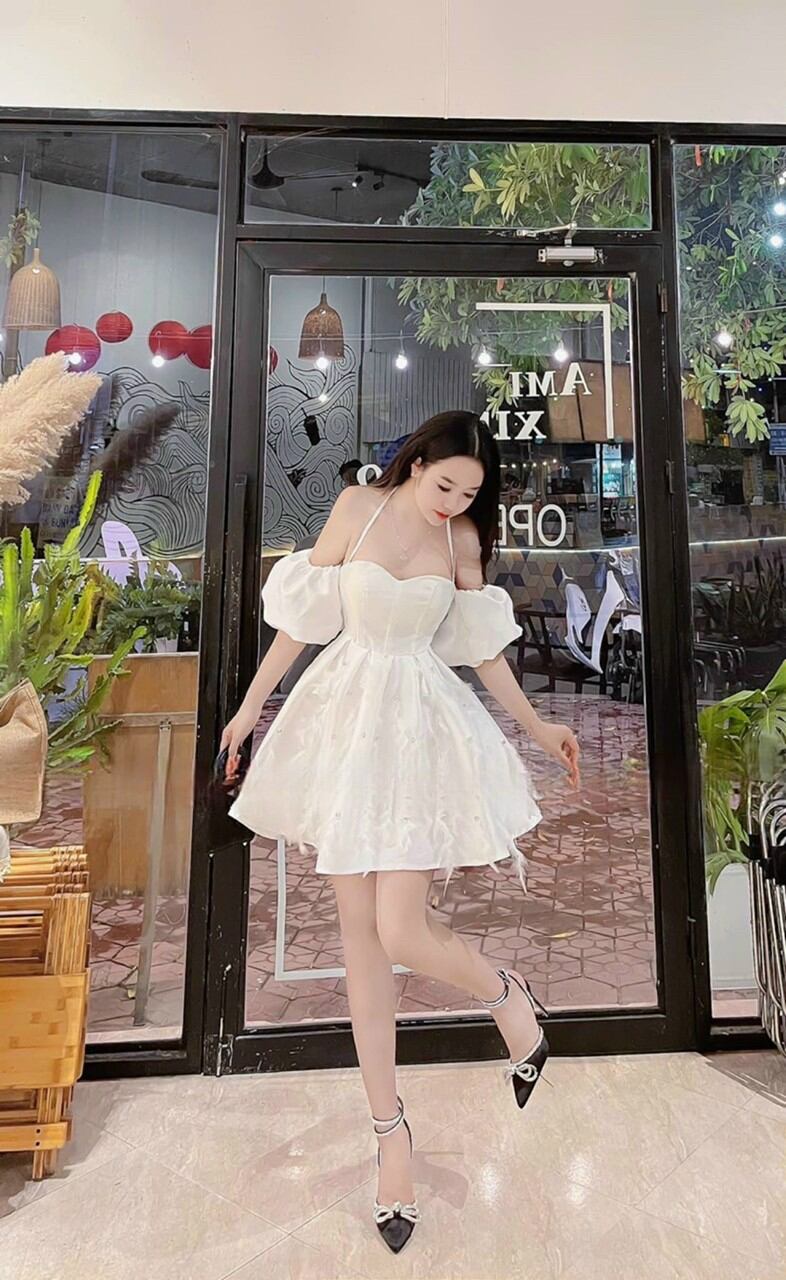 ĐẦM XÒE CUP TAY PHỒNG ĐÍNH LÔNG