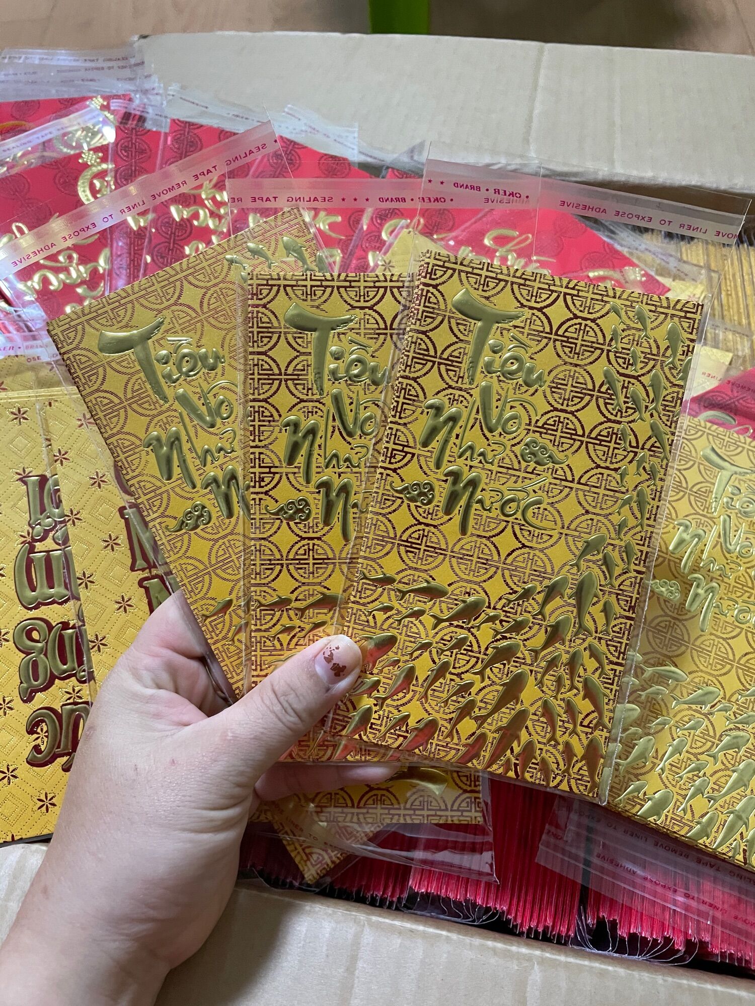 3 xấp bao lì xì cao cấp loại lớn - 1 xấp 6 bao
