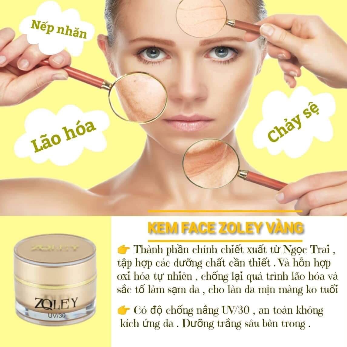 Kem Face Zoley Gold – Chống lão hoá, mờ nhăn & dưỡng trắng, SPF nhẹ, se lỗ chân lông (Hũ 10 g)