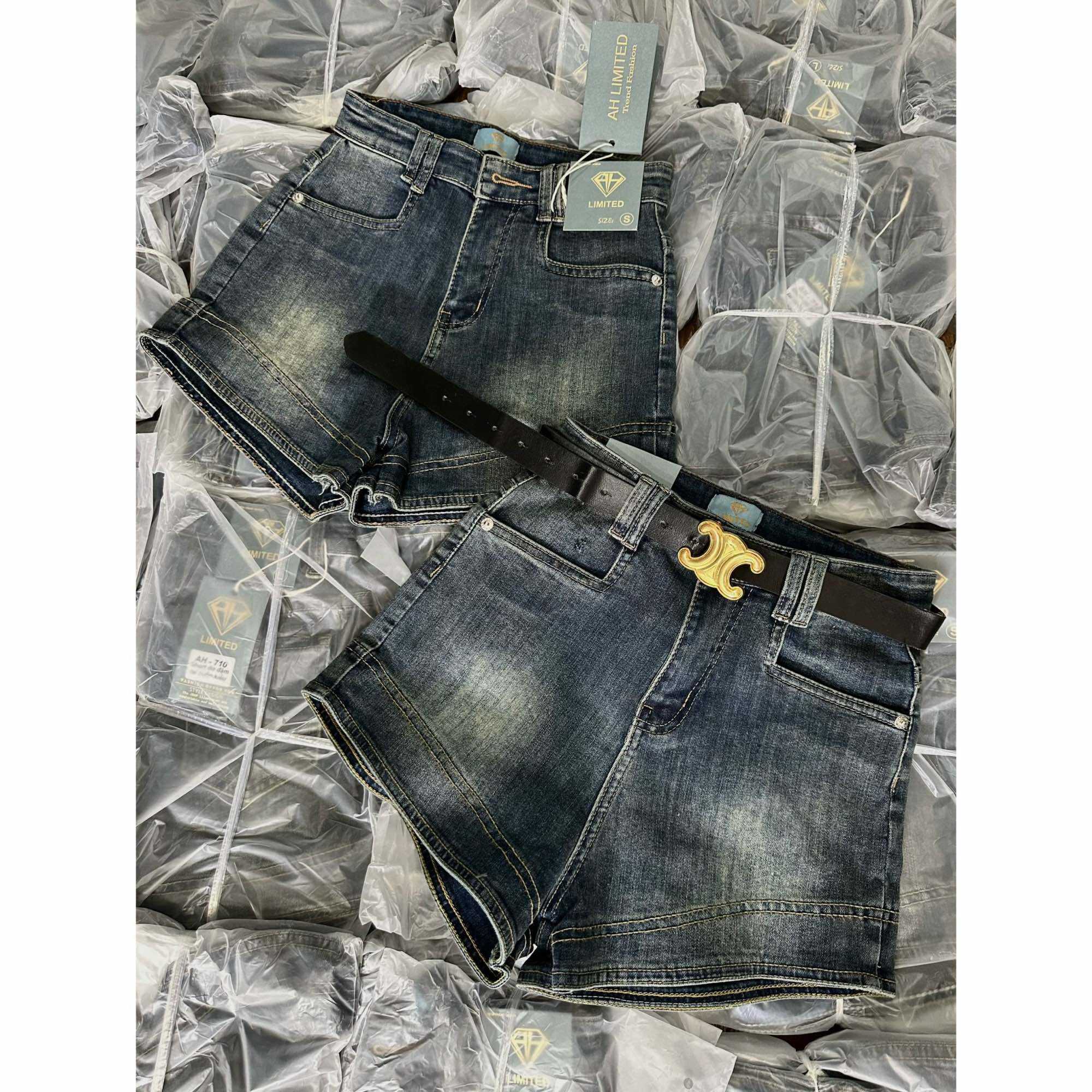 (Hình thật sản phẩm )quần short jeans lưng cao co dãn