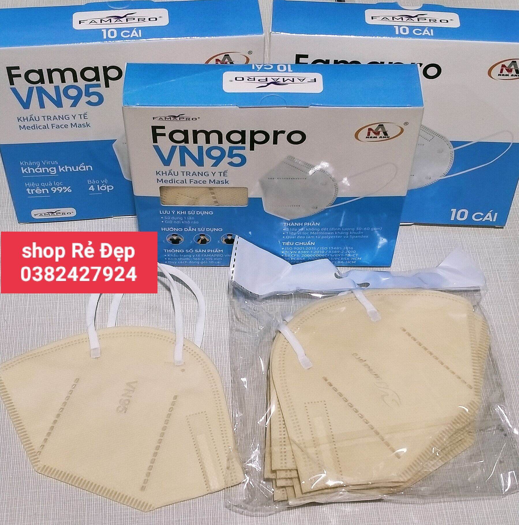 1 hộp 10 cái khẩu trang y tế VN95. Hãng Nam Anh famapro