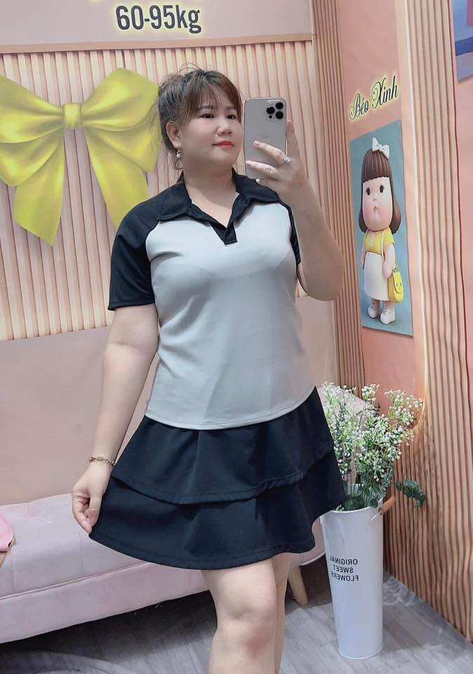 Áo Polo Cổ Bẻ Phối Màu Cá Tính Bigsize Nữ (68-95kg)