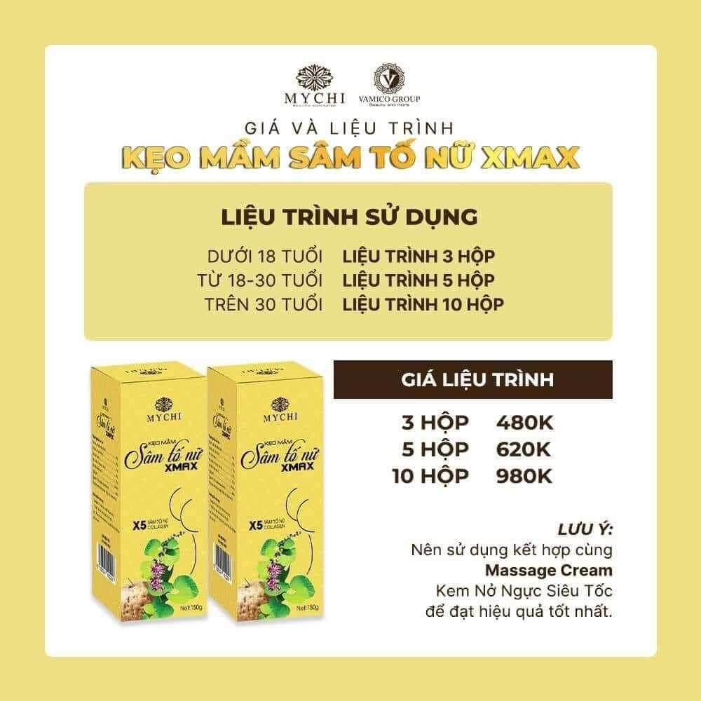 [Mua 4 hộp tặng thêm 1 hộp=5 hộp+dây đo] KẸO MẦM SÂM TỐ NỮ XMAX MYCHI THẢO MỘC 37
