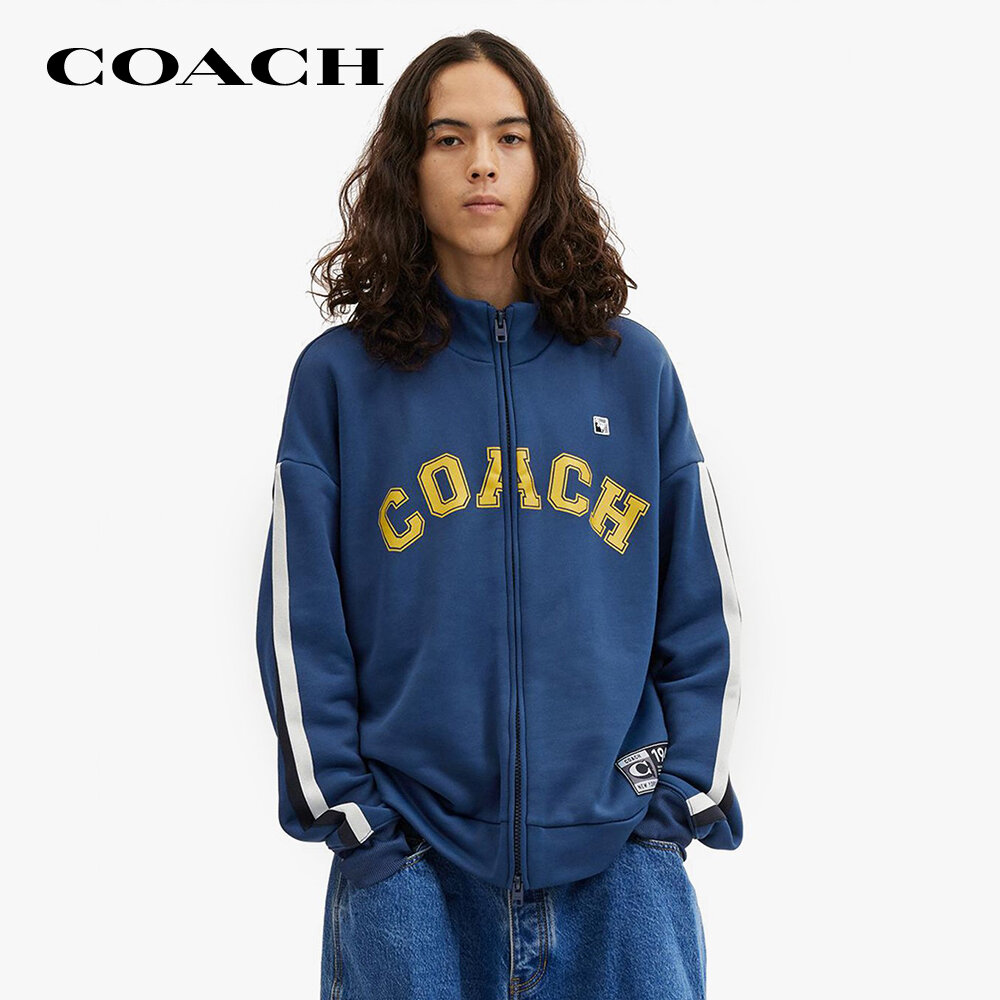 Coach - áo khoác thể thao nam cổ trụ relaxed full zip cj382-deb