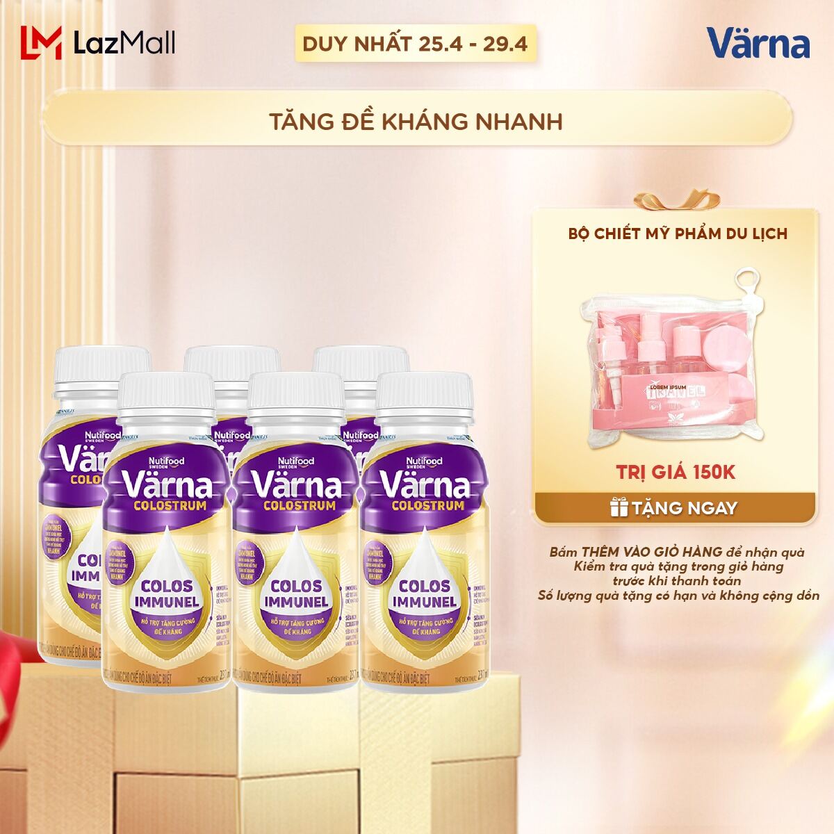 Lốc 6 chai sữa non Colostrum Värna pha sẵn (6 chai x 237ml) - Sữa Cho Người Già Tăng Cường Đề Kháng