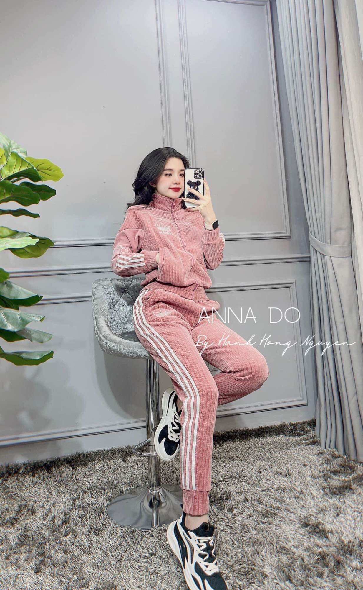 Bộ adidas nhung tăm nữ