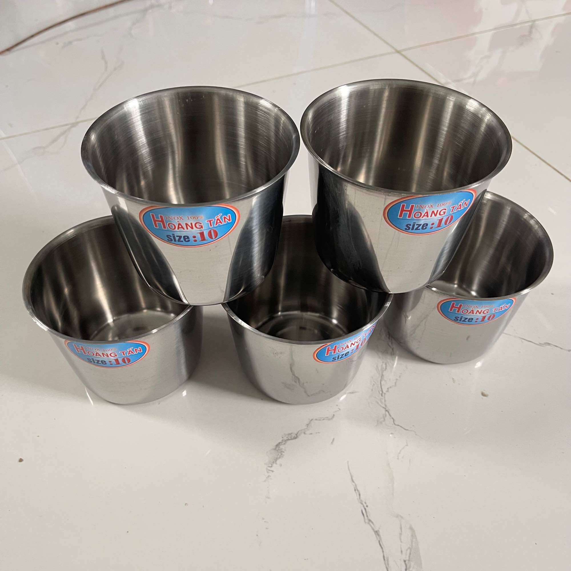 Bộ 5 ly làm đá inox kích thước 9cm, 10 cm