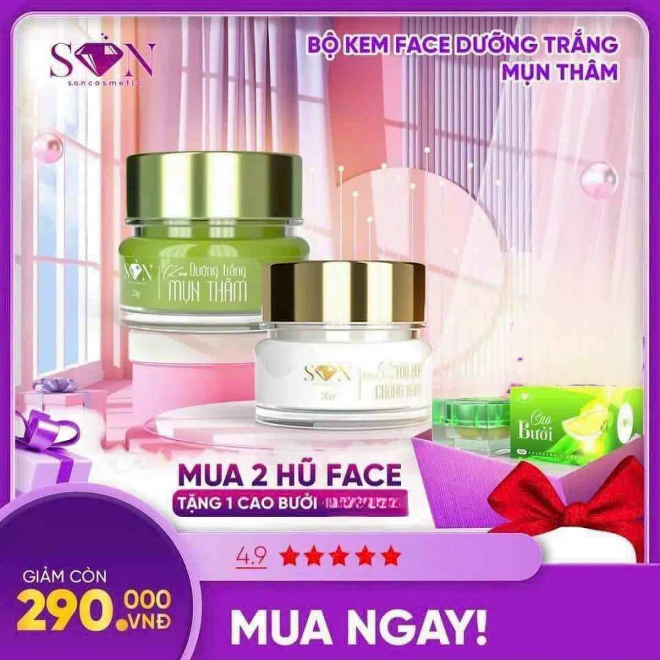 Combo kem face xanh trị mụn dưỡng trắng