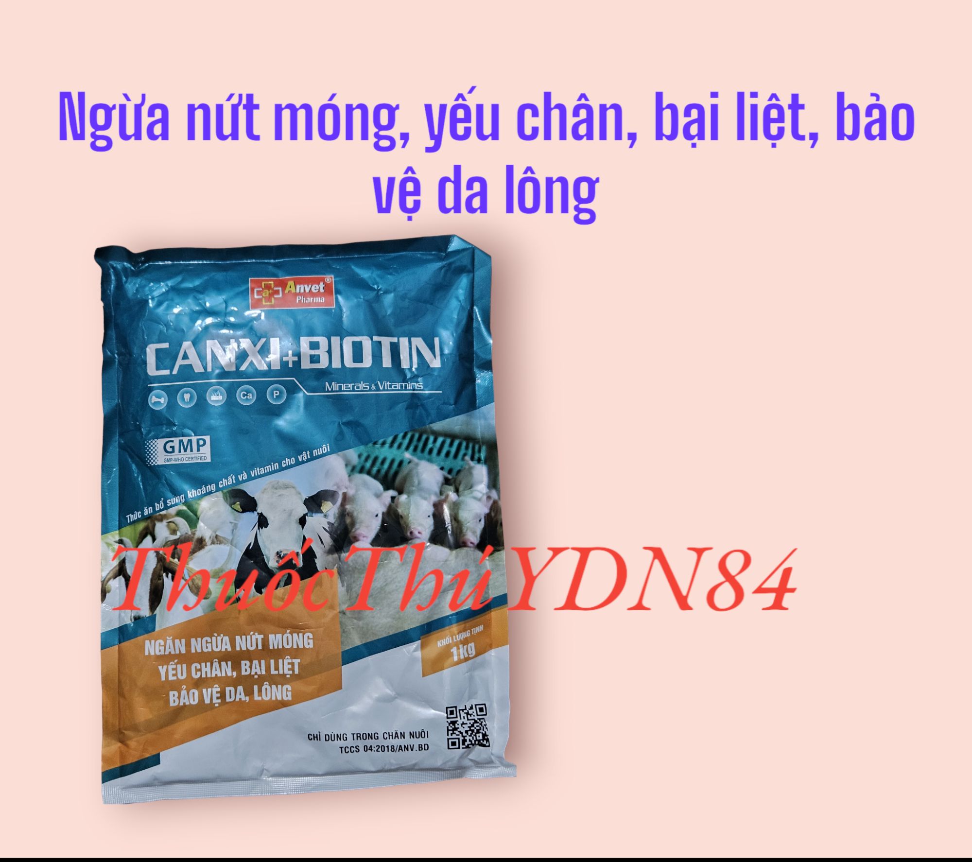 CANXI BIOTIN bổ sung canxi ngăn ngừa nứt móng, yếu chân, bại liệt, bảo vệ da lông gói 1kg