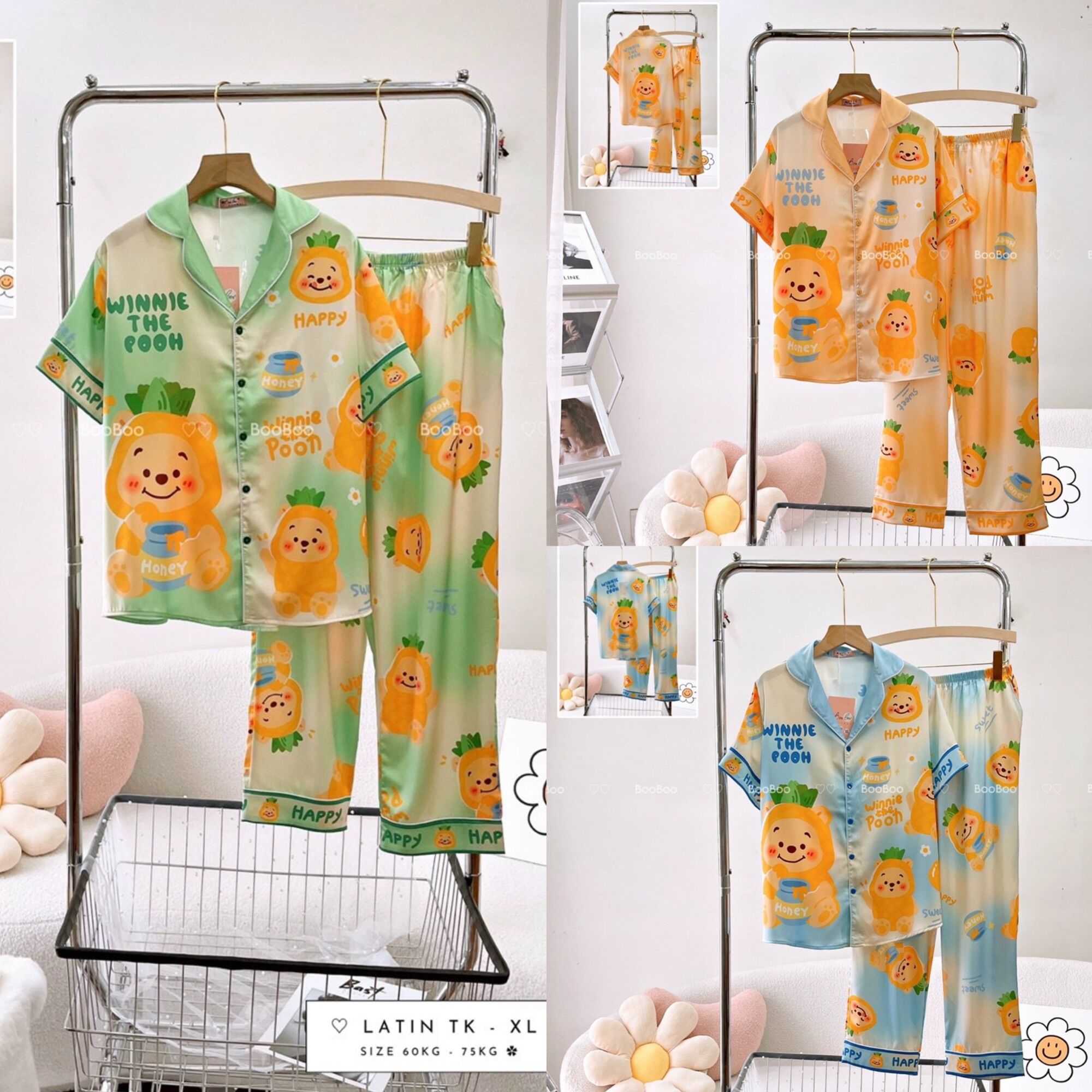 Bigsize Đồ Bộ Pijamas Boo Lụa Latin/Mango Form Tay Ngắn/Đùi Size XL (60-72kg)