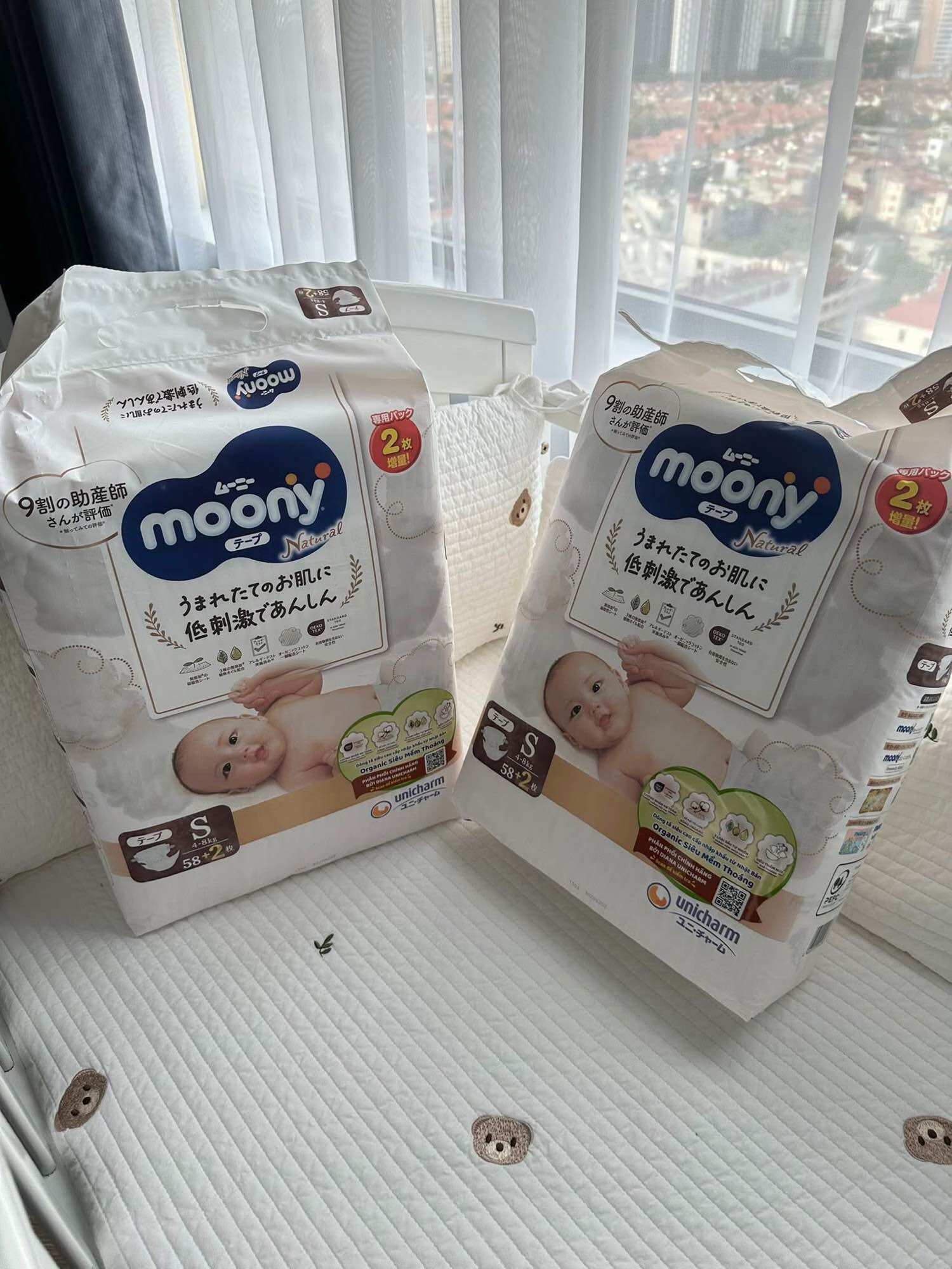Tã Dán Moony trắng size S 58 miếng