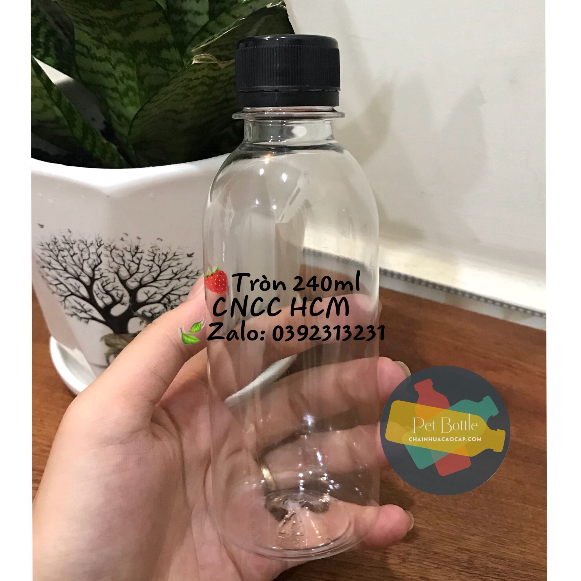 10 chai nhựa pet tròn 240ml hoặc vuông 250ml nắp đen