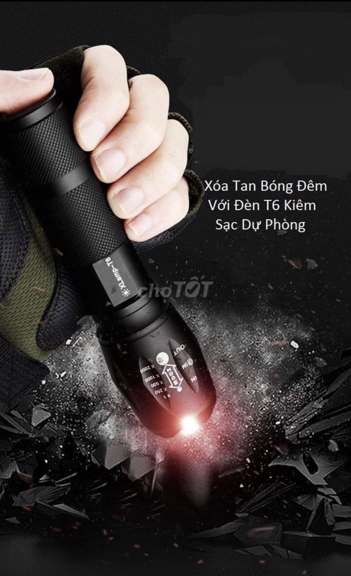 [HCM]Đèn Pin Siêu Sáng T6 Đèn Pin Police Sáng Xa Room 500 mét 5 Chế Độ Sáng