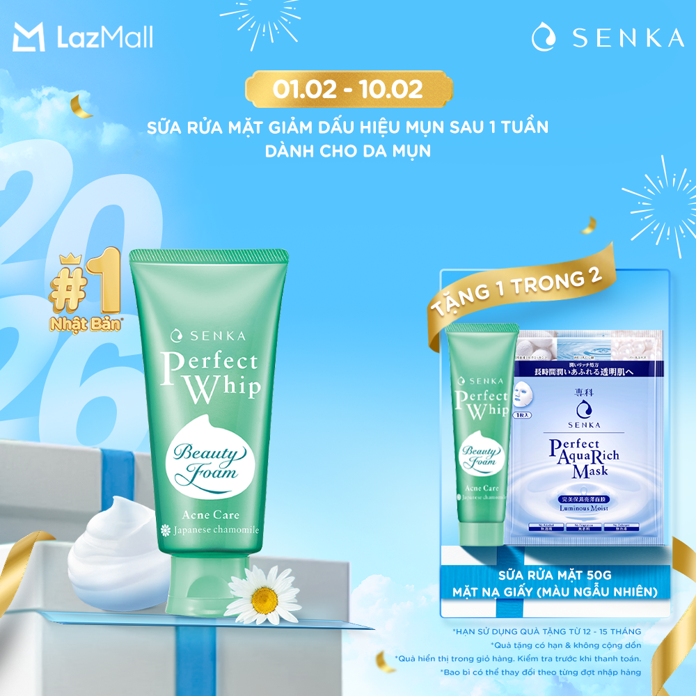 Sữa rửa mặt tạo bọt cho da mụn chứa Salycilic Acid ngăn ngừa mụn SENKA PERFECT WHIP ACNE CARE 100G
