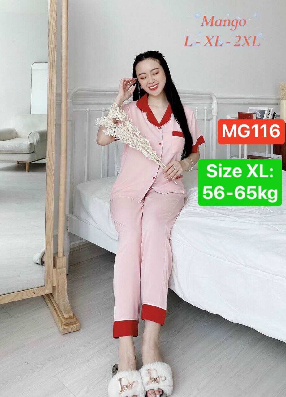 Đồ Pijama lụa mango quần dài tay ngắn THOI TRANG NALE mềm mịn mượt  MG116