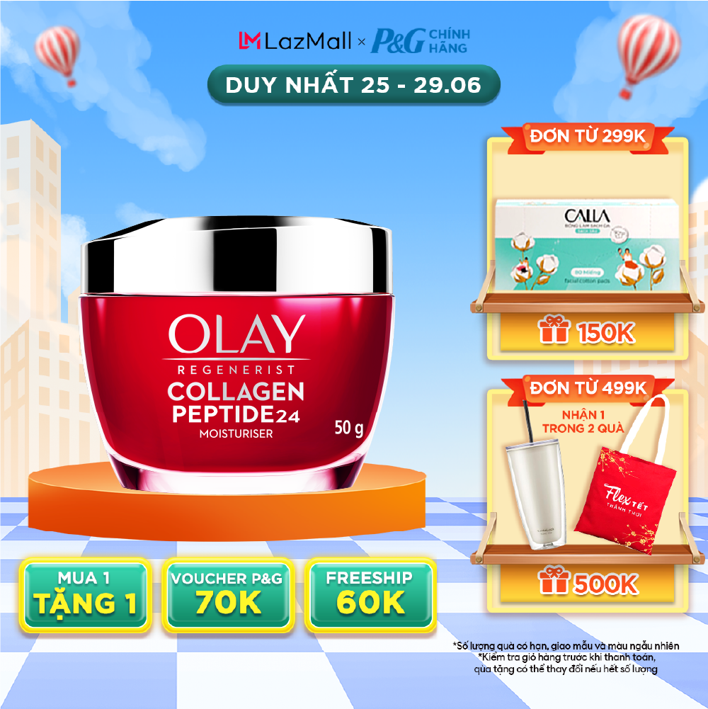 Kem Dưỡng Ẩm Da Căng Mướt, Sáng Khỏe & Phục Hồi Dấu Hiệu Lão Hóa OLAY COLLAGEN Peptide 24 50G
