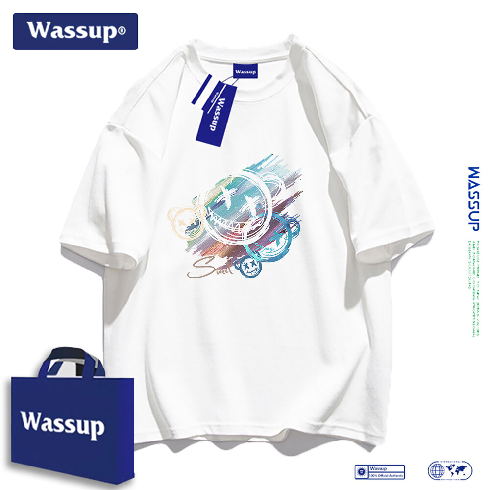 Wassup Short Sleeve Tshirt with Silk and Stone Flower Prints, Cool Cotton Material, Unique and Alluring Fashion Style