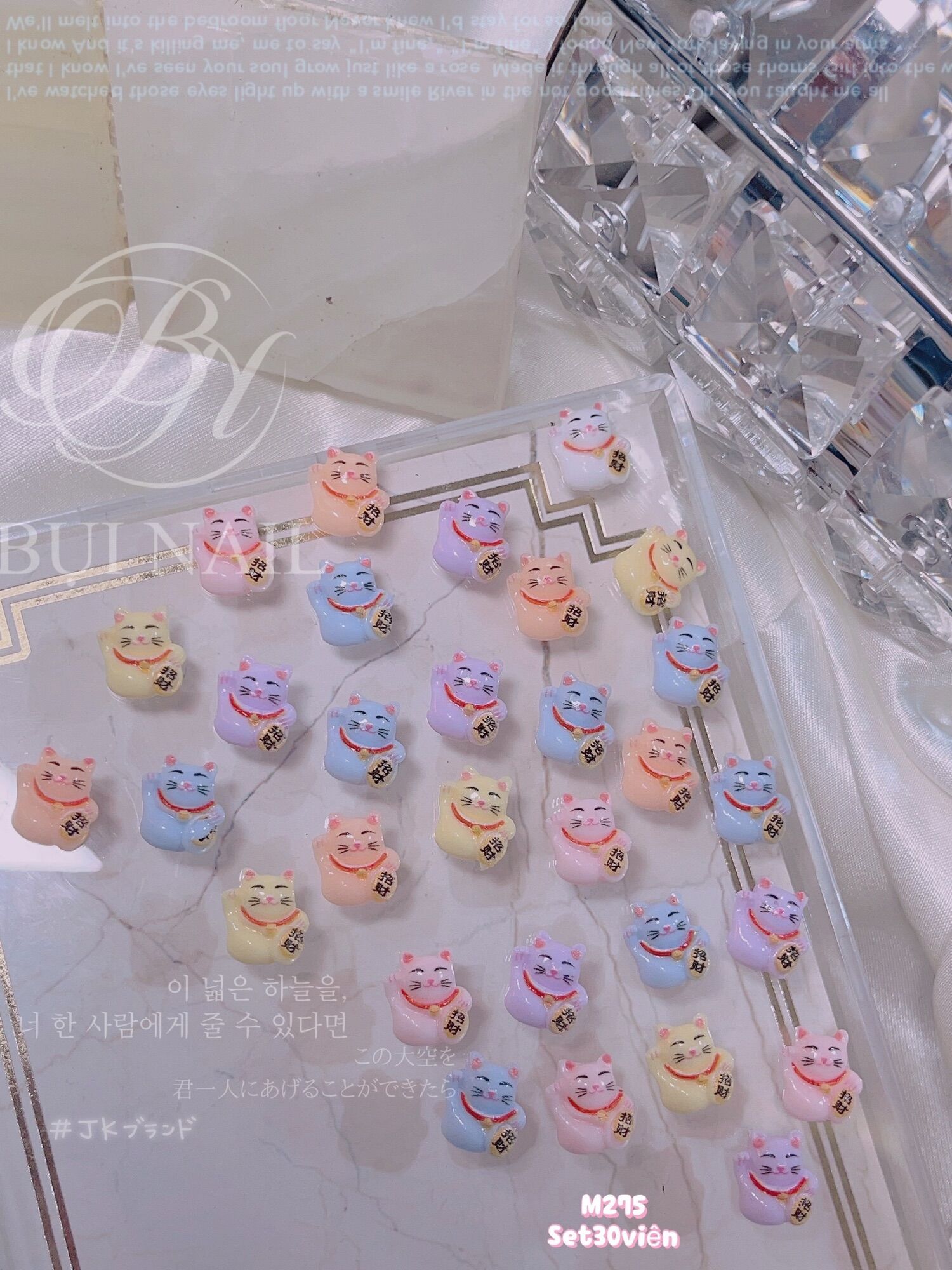 Charm mèo thần tài m275 set 30 viên 27k