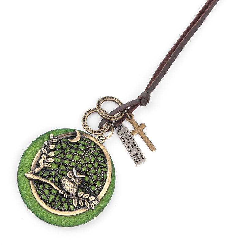 Chuỗi Áo Len Dài Chất Liệu Gỗ Dây Chuyền Cổ Điển Động Vật Thỏ Con Diều Hâu Đầu Cú Thỏ Lưu Ly Cá Tính Dễ Phối Nghệ Thuật