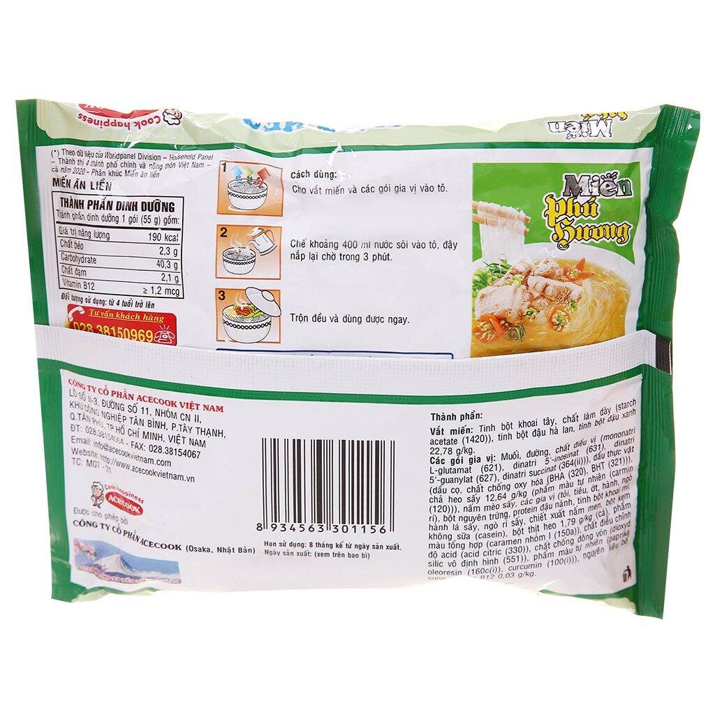 Thùng 24 gói miến Phú Hương