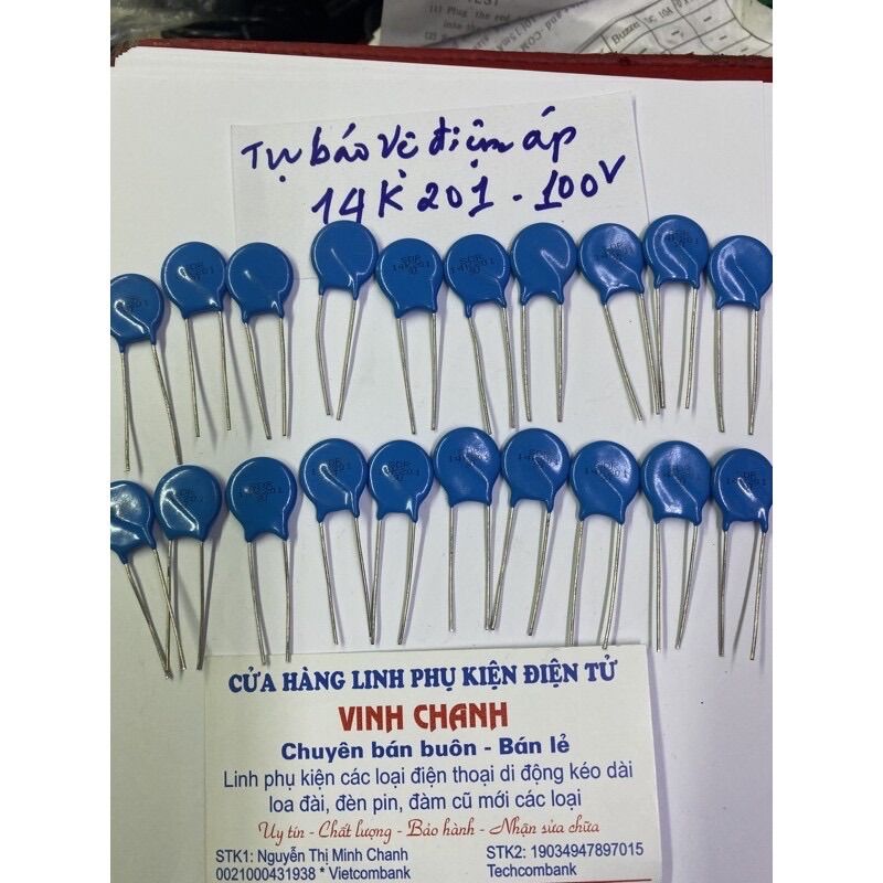 20 con tụ bảo vệ điện &aacute;p 14d201 100v