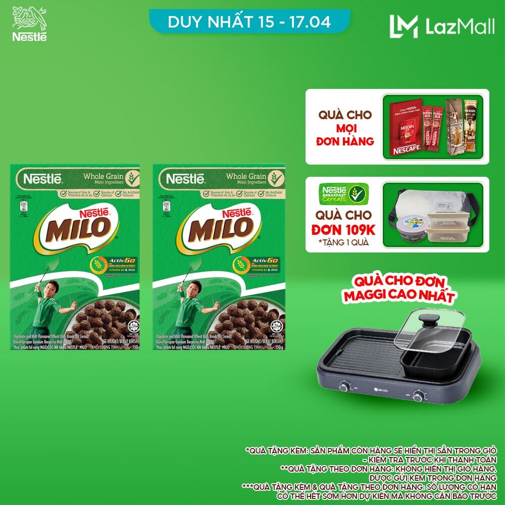 Combo 2 hộp ngũ cốc ăn sáng MILO (Hộp 150g)