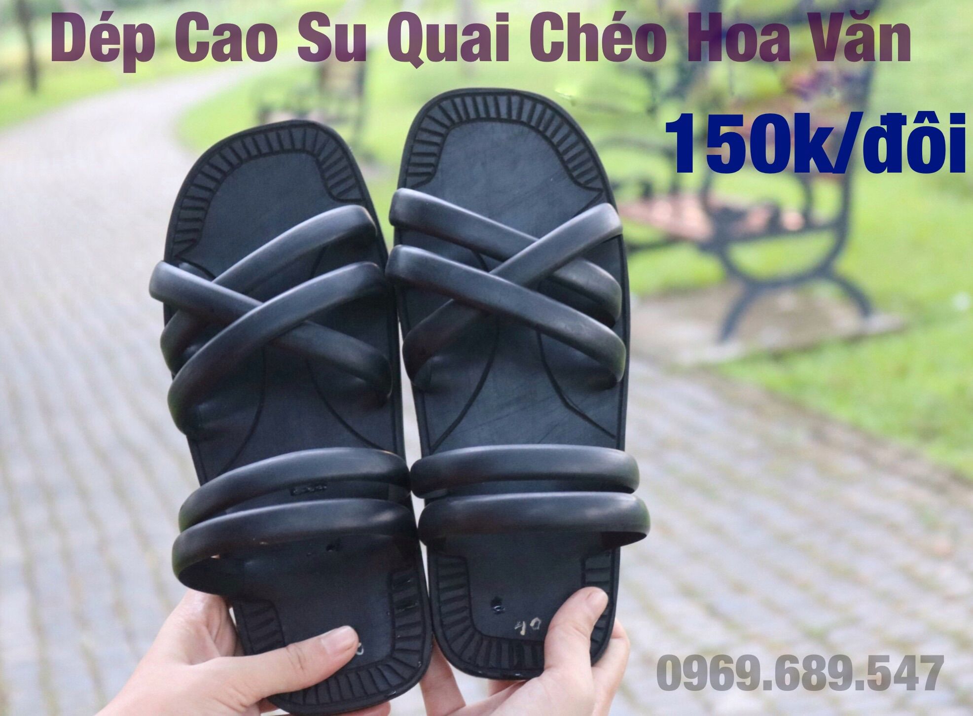 Dép cao su bác hồ quai chéo hoa văn dr3
