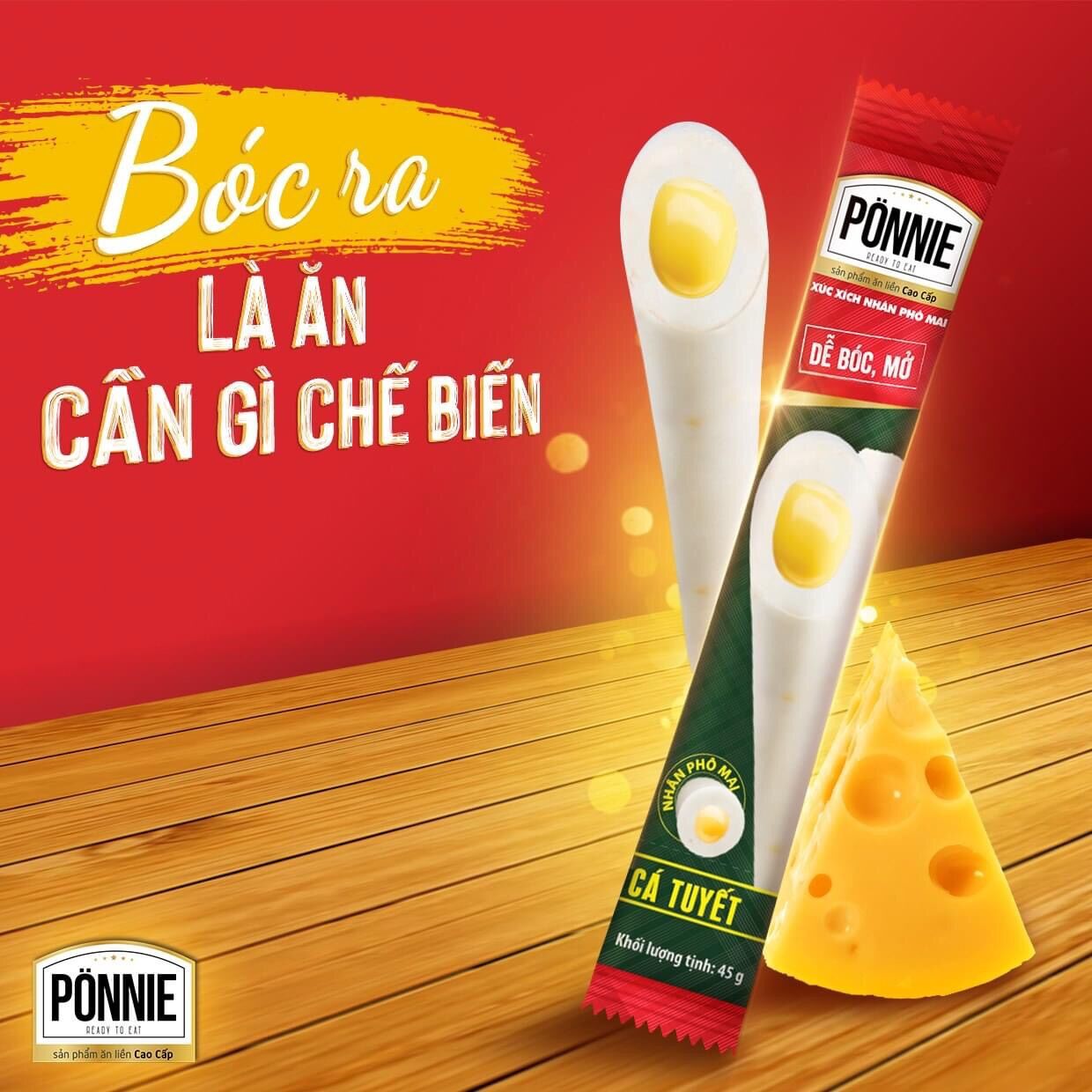Xúc Xích Ponnie Nhân Phô Mai 45G (1 Cây)