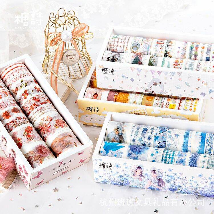 Set 20 cuộn washi tape họa tiết dán trang trí sổ