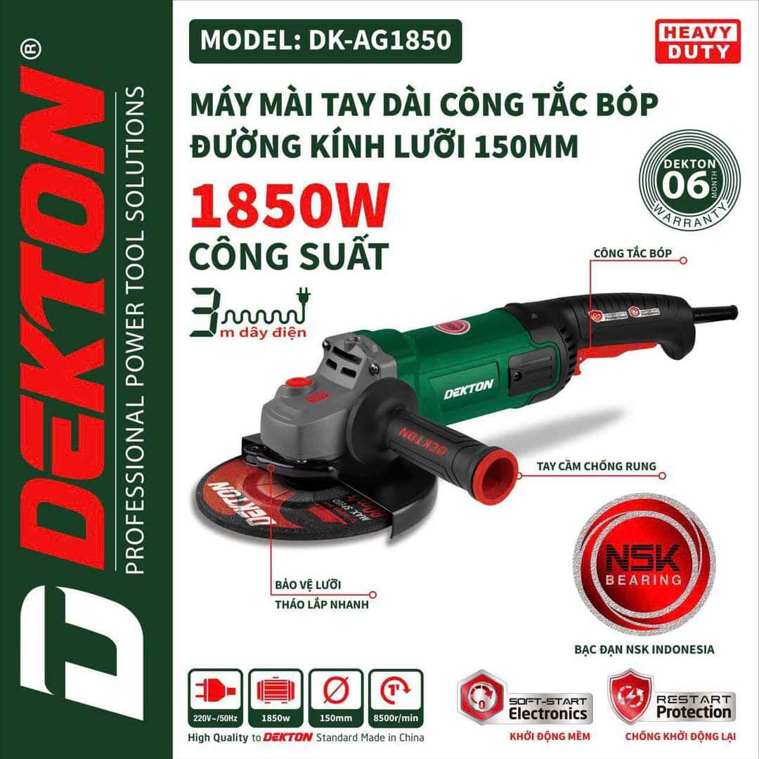 Máy cắt cầm tay dekton dk-ag1850 công suất 1850w lưỡi 150mm