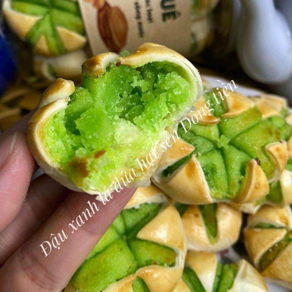 Bánh đậu xanh lá dứa đồng tiền 300g 12 bánh