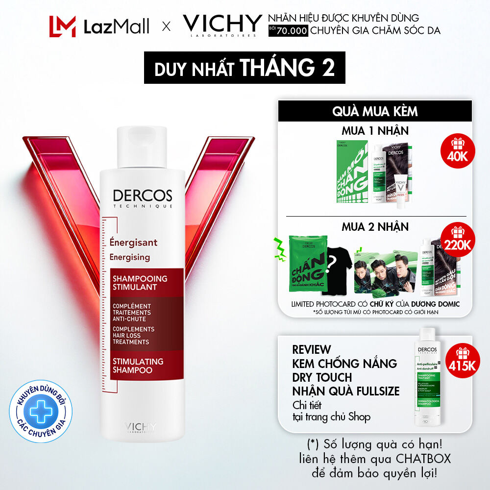 Dầu gội dưỡng tóc giãm gãy rụng tóc Vichy Laboratoires Dercos Technique Stimulating shampoo compleme