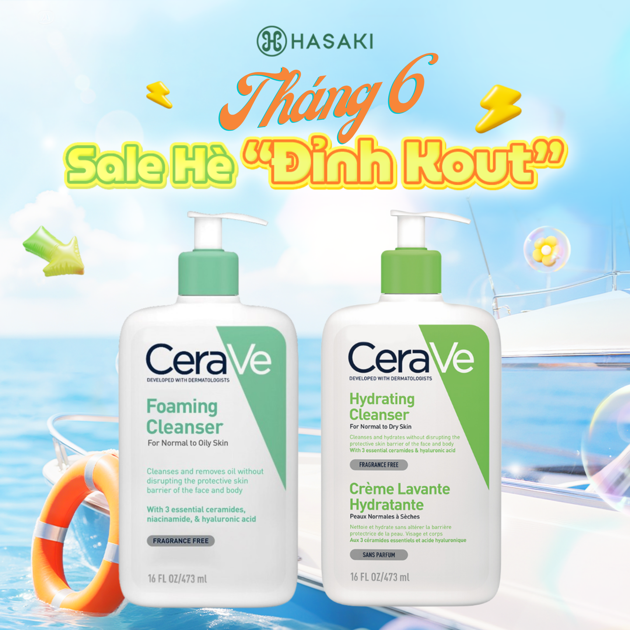 [5.5 MUA LÀ CÓ QUÀ] Sữa Rửa Mặt Cerave Sạch Sâu Hasaki Sản Phẩm Chính Hãng