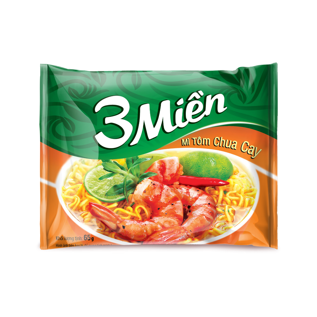 Combo 5 gói mì tôm ăn liền 3 miền 65g