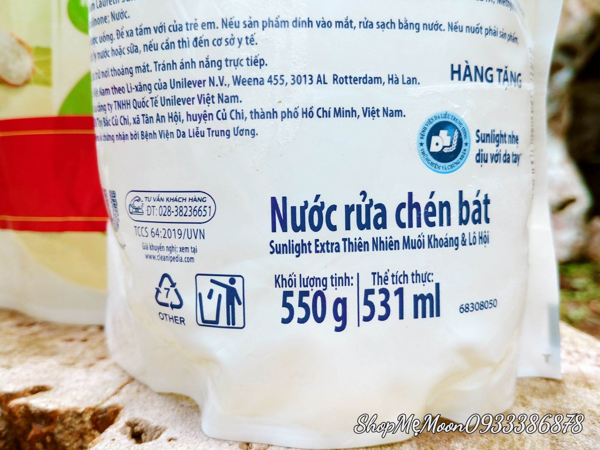 Nước rửa chén sunlight muối khoáng & lô hội