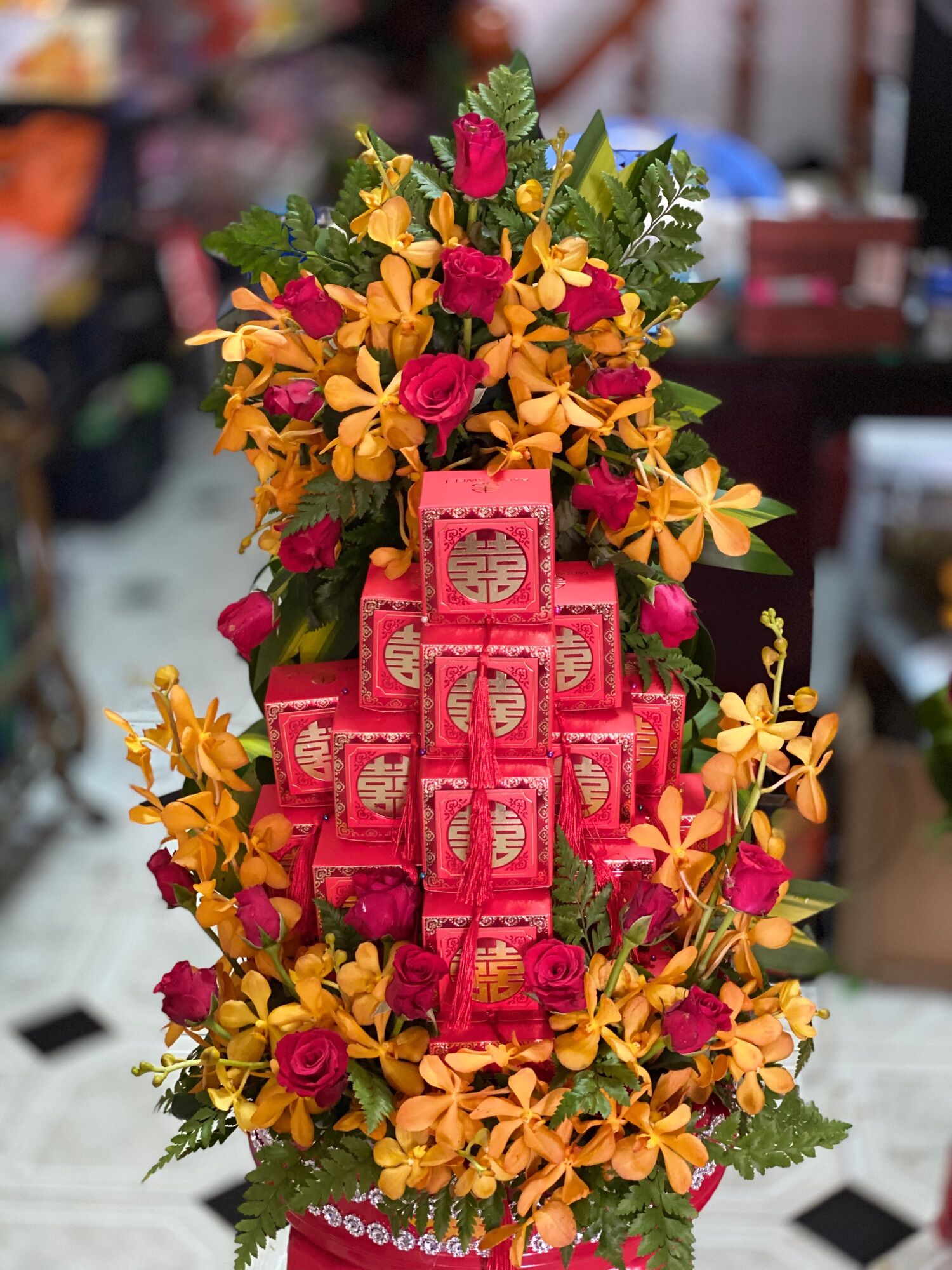 Hộp quà cưới chữ hỷ combo 50 cái