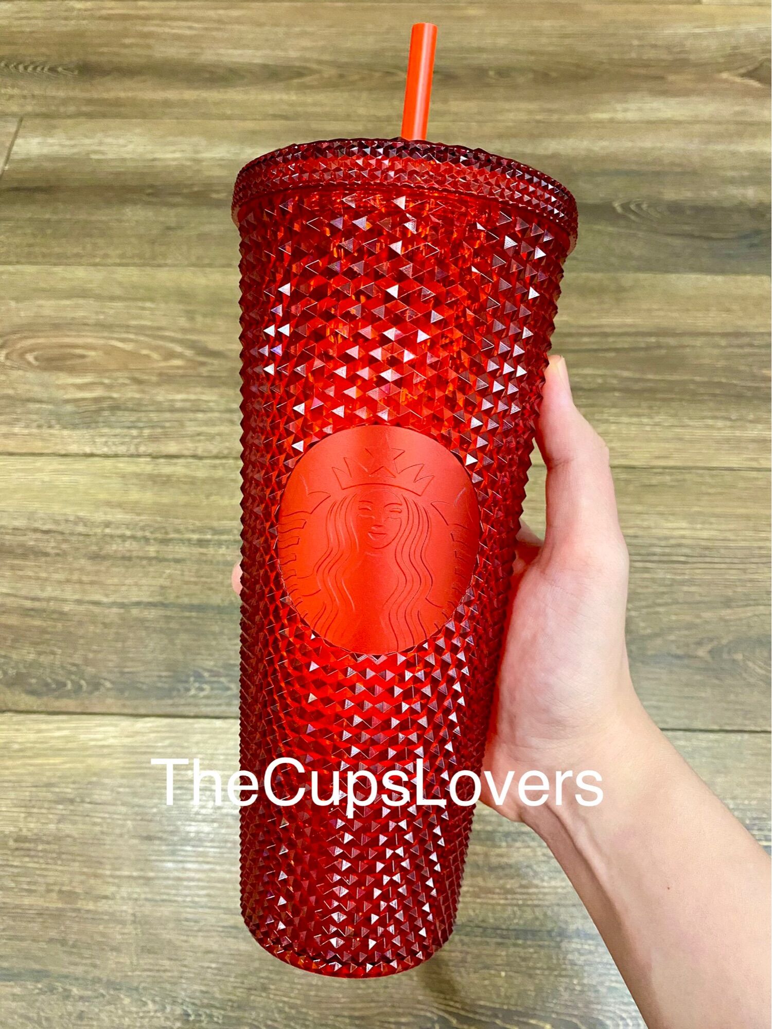 Ly starbucks studded red bling đỏ