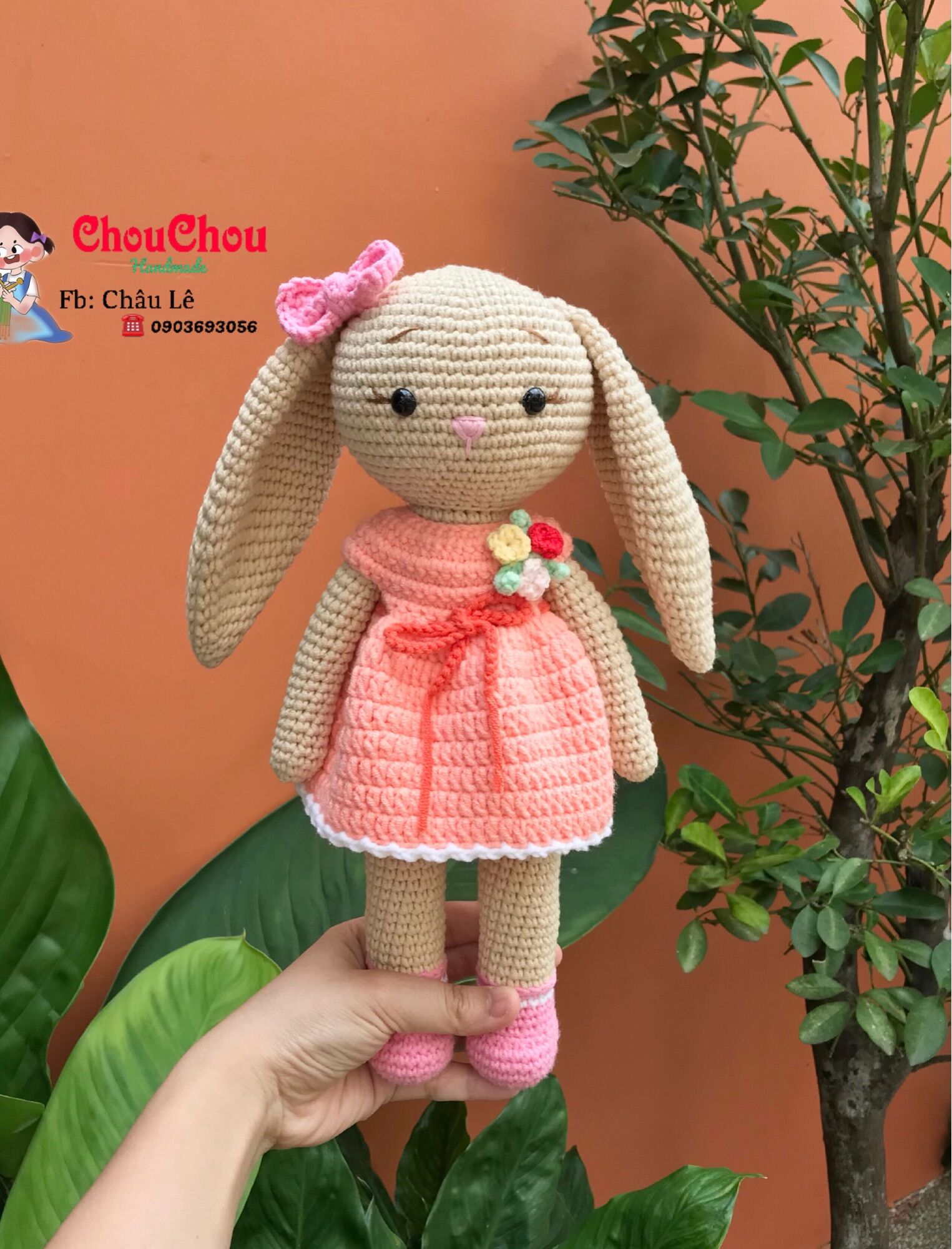 [HCM]Thú len nhồi bông handmade - Thỏ len nhồi bông (30cm)